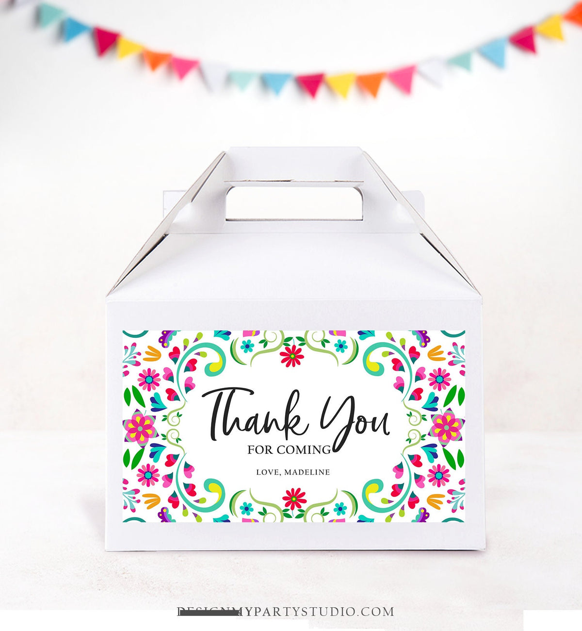 Editable Fiesta Gable Gift Box Label Fiesta Birthday Mexican Treat Box Mexico Bridal First Fiesta Digital Download Template Printable 0466