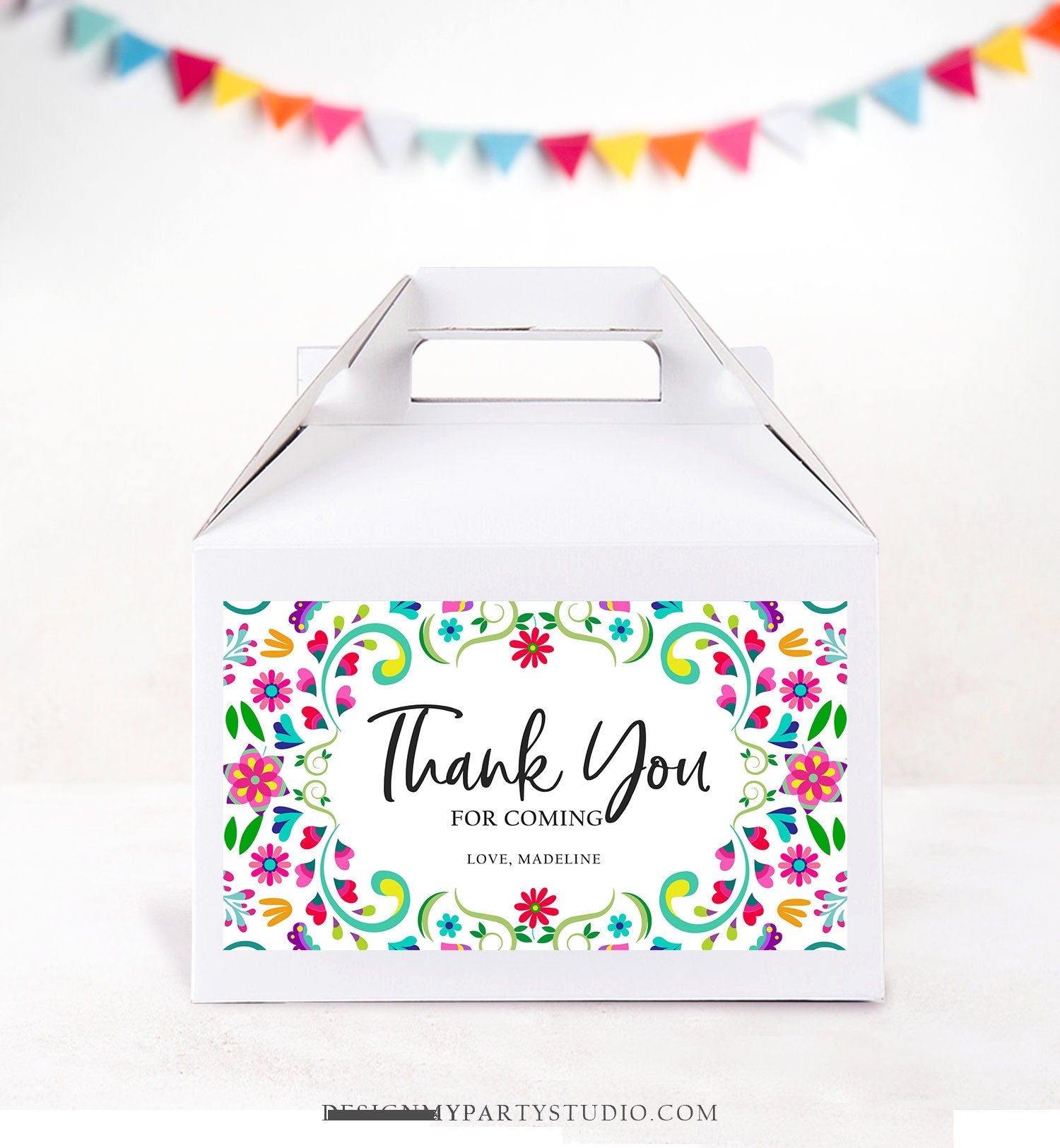 Editable Fiesta Gable Gift Box Label Fiesta Birthday Mexican Treat Box Mexico Bridal First Fiesta Digital Download Template Printable 0466