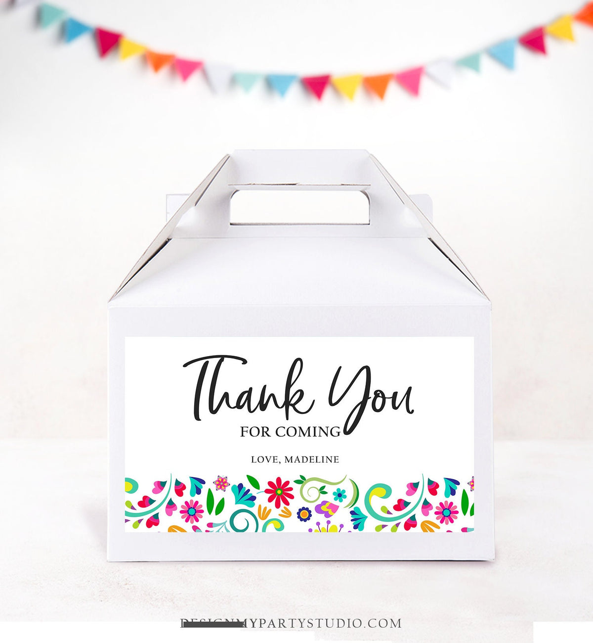 Editable Fiesta Gable Gift Box Label Fiesta Birthday Shower Mexican Treat Box Mexico First Fiesta Digital Download Template Printable 0466