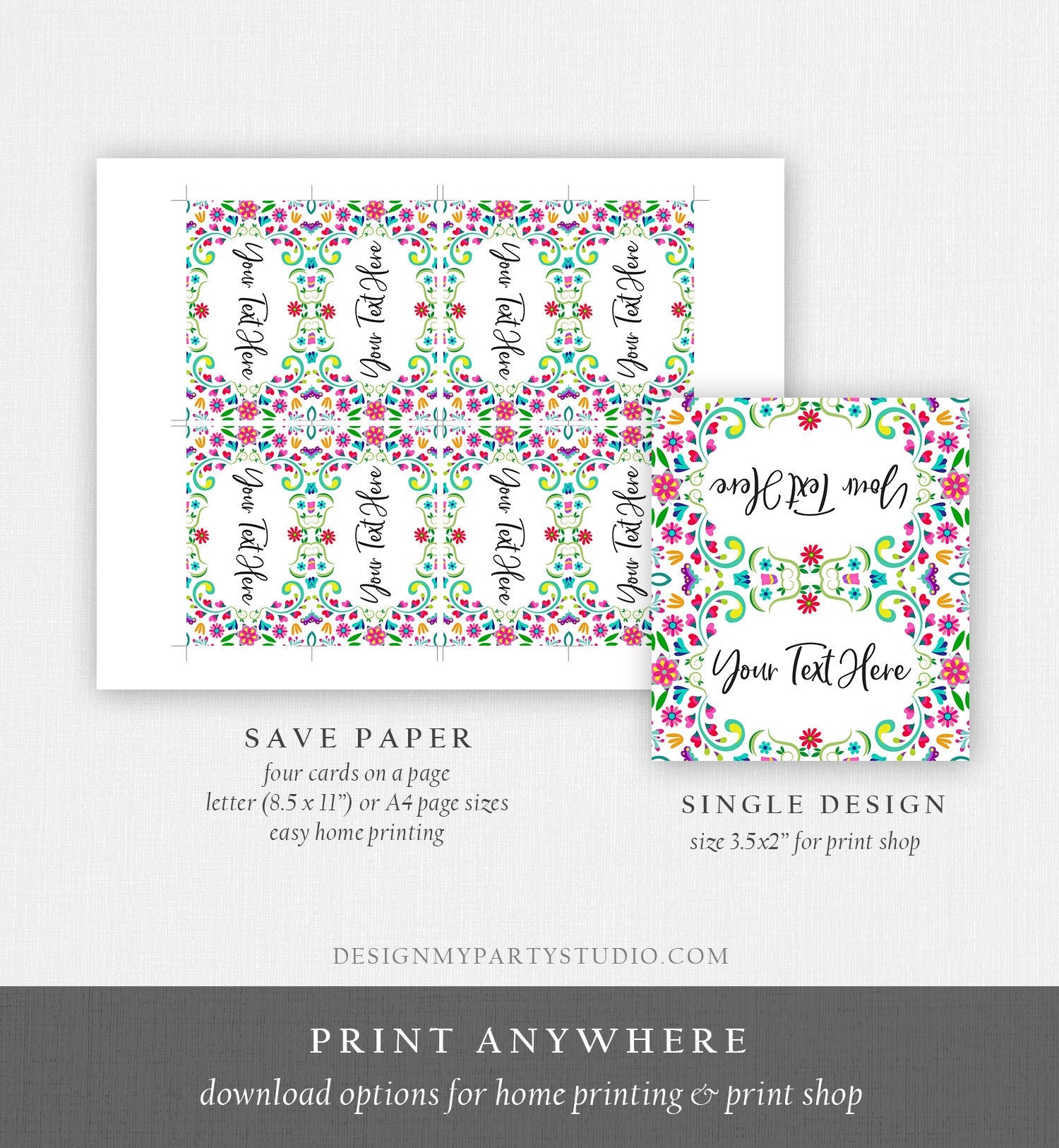 Editable Fiesta Cactus Food Labels Fiesta Party Place Card Tent Card Mexico Floral Mexican Birthday First Fiesta Decor Digital Template 0466