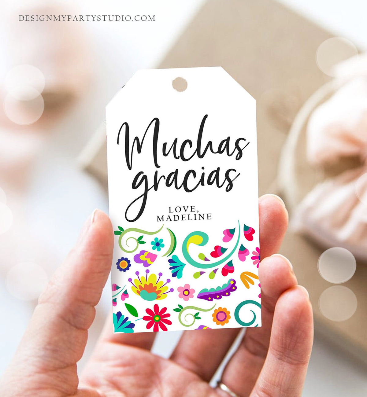 Editable Floral Fiesta Favor Tags Fiesta Thank You Tags Mexican Muchas Gracias Bridal Shower Mexico Couples Shower Template Printable 0466