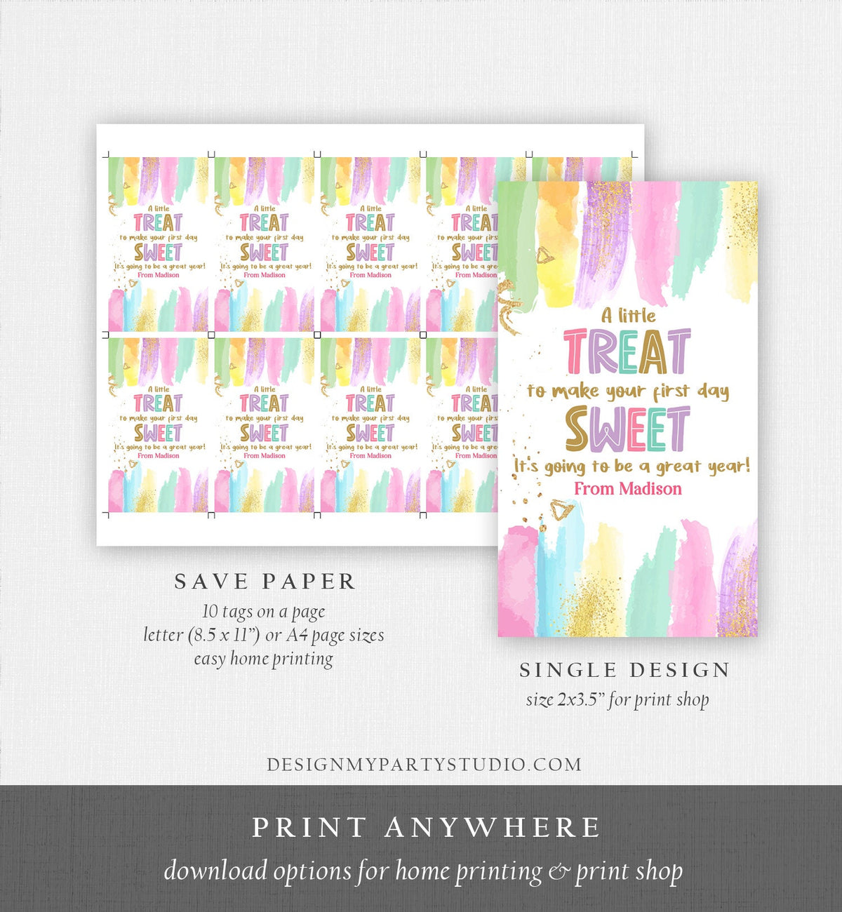 Editable Back to School Gift Tags First Day of School Teacher Tag Treat Tag Gift Daycare Childcare School Digital Template Printable 0464