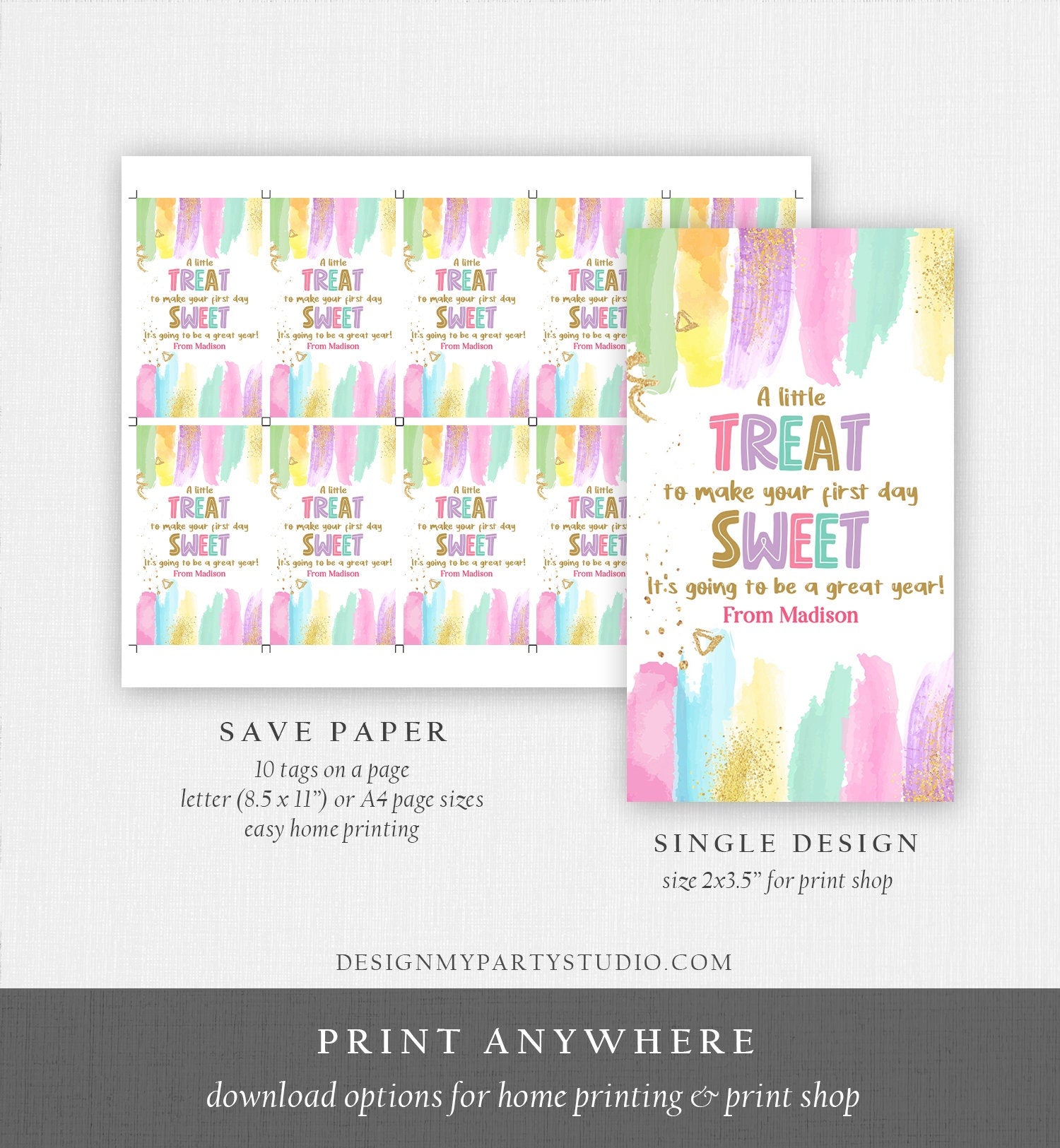 Editable Back to School Gift Tags First Day of School Teacher Tag Treat Tag Gift Daycare Childcare School Digital Template Printable 0464