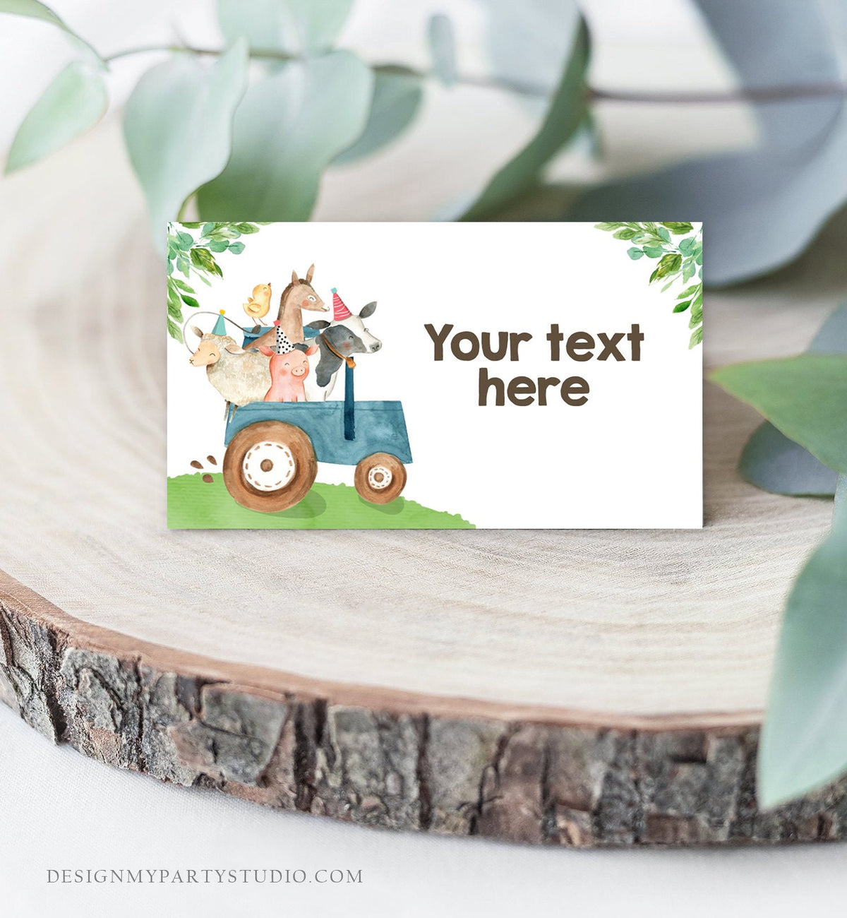 Editable Farm Animals Food Labels Barnyard Birthday Food Cards Tent Card Blue Farm Boy Shower Buffet Label Tent Card Template Printable 0155