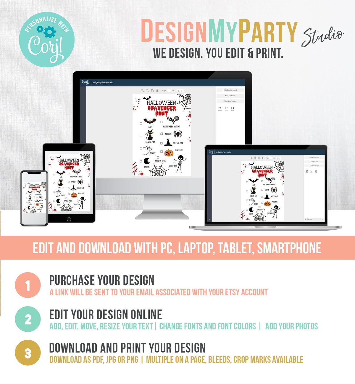 Editable Halloween Scavenger Hunt Halloween Party Game for Kids Classroom Office Party Neighborhood Digital Download Template Printable 009