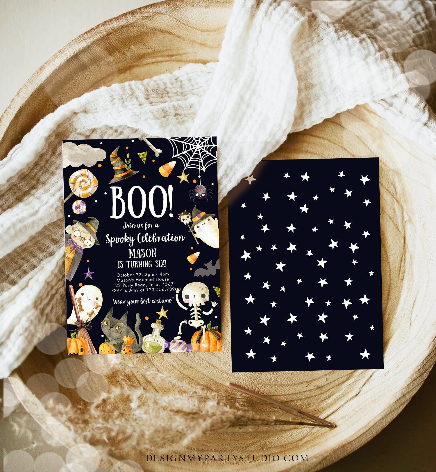 Editable Halloween Party Invitation Halloween Birthday Invitation Kids Costume Party Spooky Celebration Boy Digital Template Corjl 0475 0009