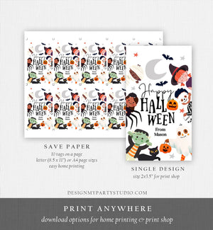 Editable Happy Halloween Gift Tags Trick Or Treat Favor Tags Ghost Treat Tag Personalized Download Printable Template Corjl 0261 0473 0009