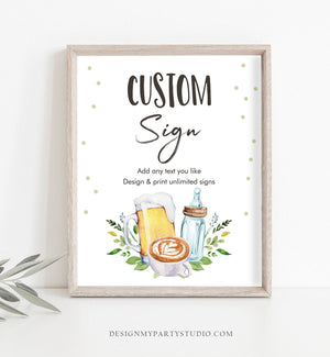 Editable Custom Baby is Brewing Sign Brewing Baby Shower Decor Table Sign Beers and Bottles Coffee Corjl Template Printable 8x10 0190