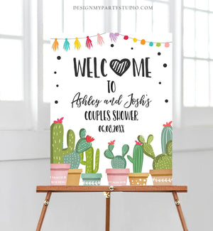 Editable Fiesta Cactus Welcome Sign Couples Shower Welcome Cactus Mexican Succulent Taco Bout Love Succulent Corjl Template Printable 0254