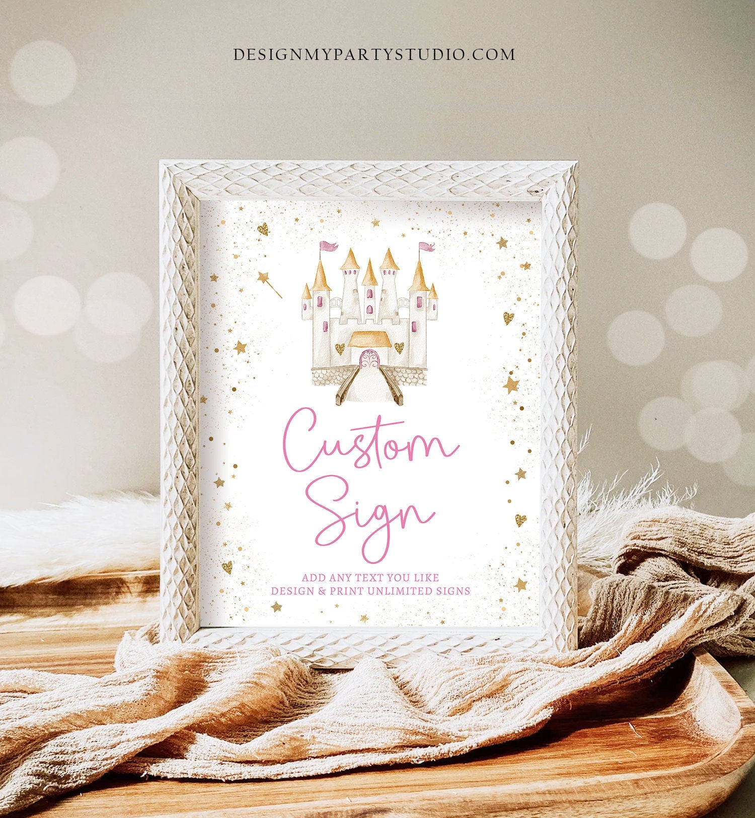 Editable Custom Sign Princess Castle Birthday Once Upon a Time Royal Birthday Pink Girl Magical Table Decor 8x10 Download PRINTABLE 0477