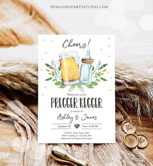 Editable Pregger Kegger Invitation Bottle and Beers Baby Shower Cheers Coed Couples Shower Download Printable Template Corjl 0190