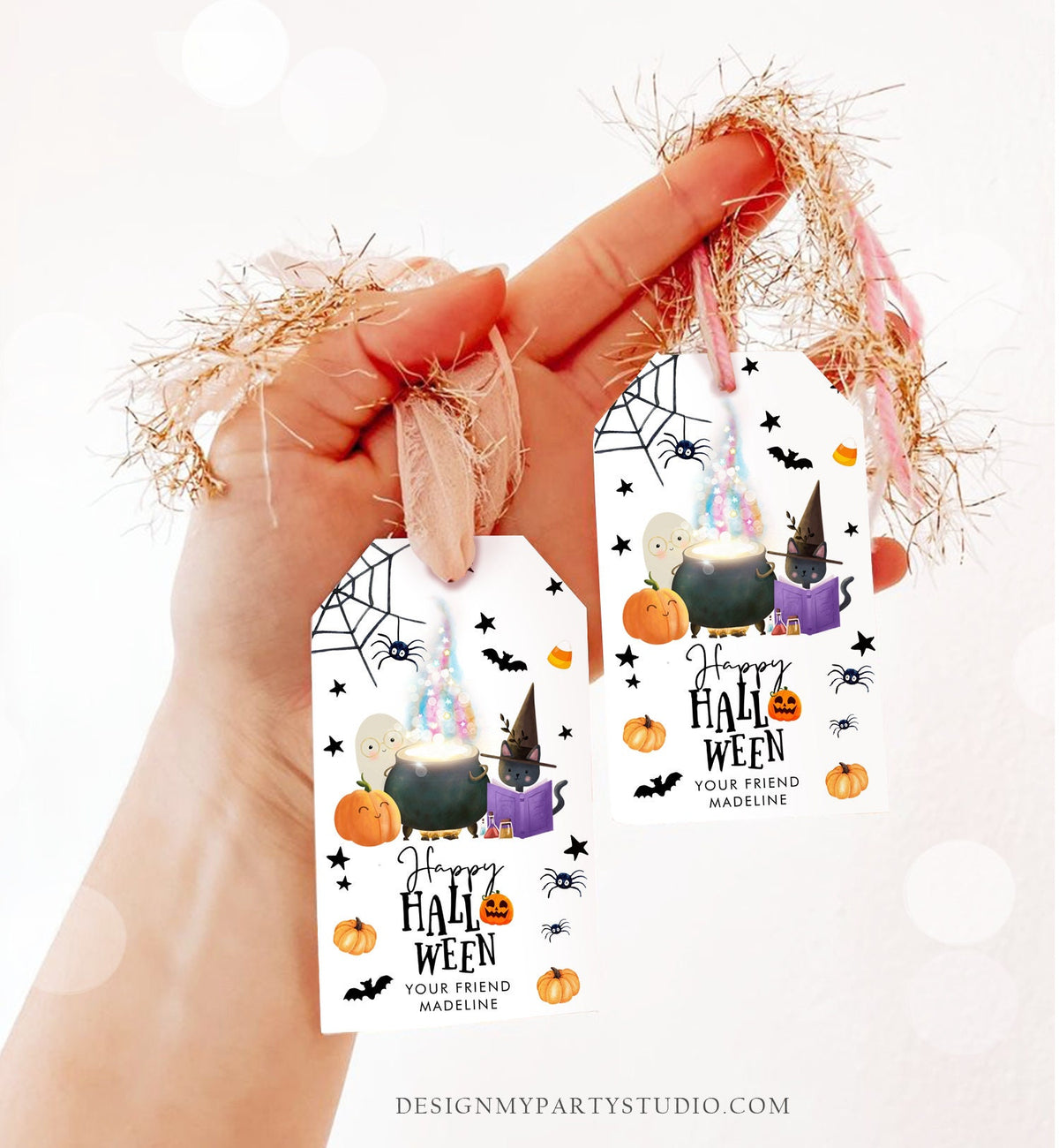 Editable Happy Halloween Gift Tags Trick Or Treat Favor Tag Spooky Ghost Treat Tag Digital Download Template Printable 0261 0480 0009