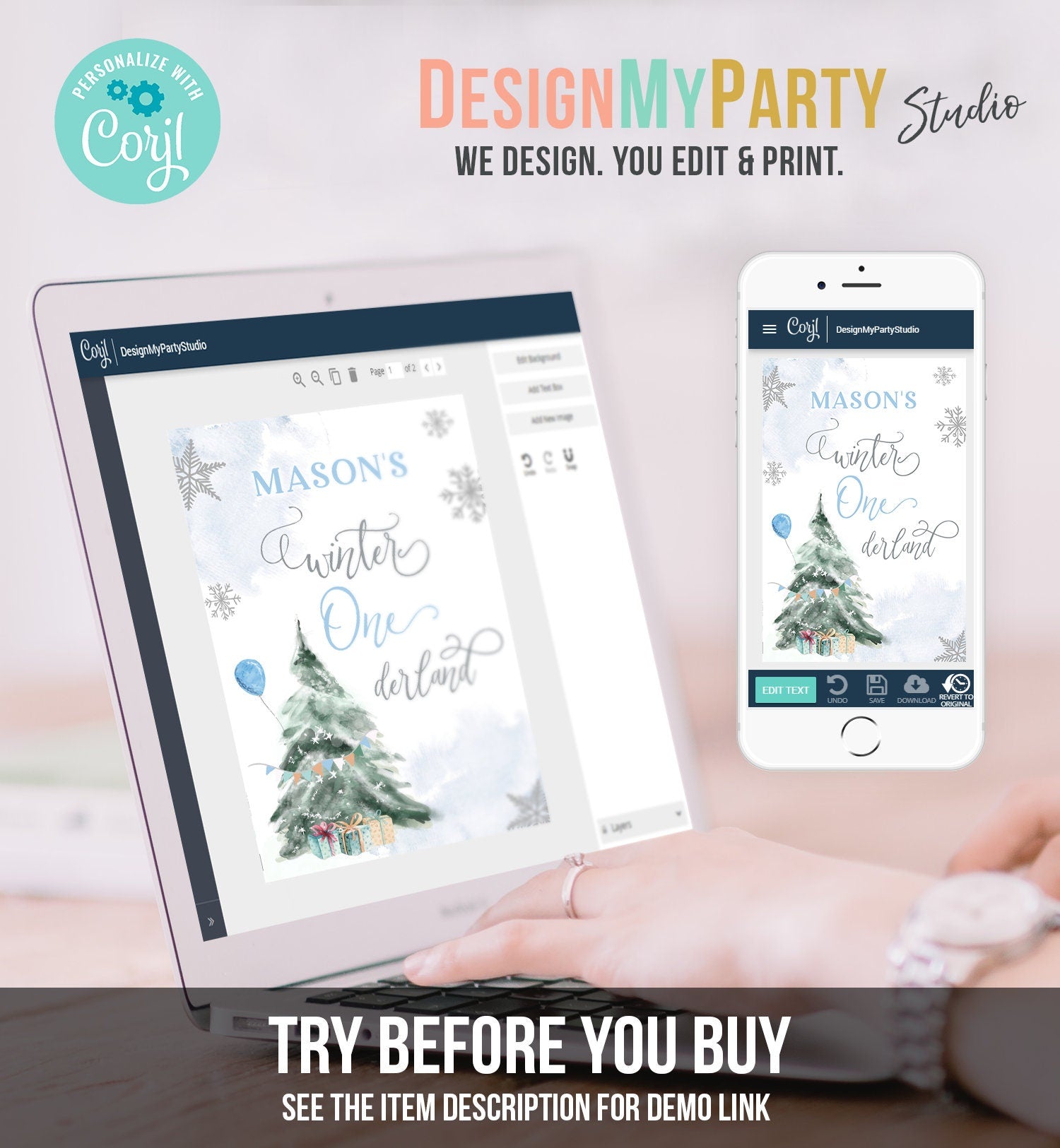 Editable Winter ONEderland Juice Pouch Label Juice Favors Boy First Birthday Christmas Snowflakes Digital Download Template Printable 0363