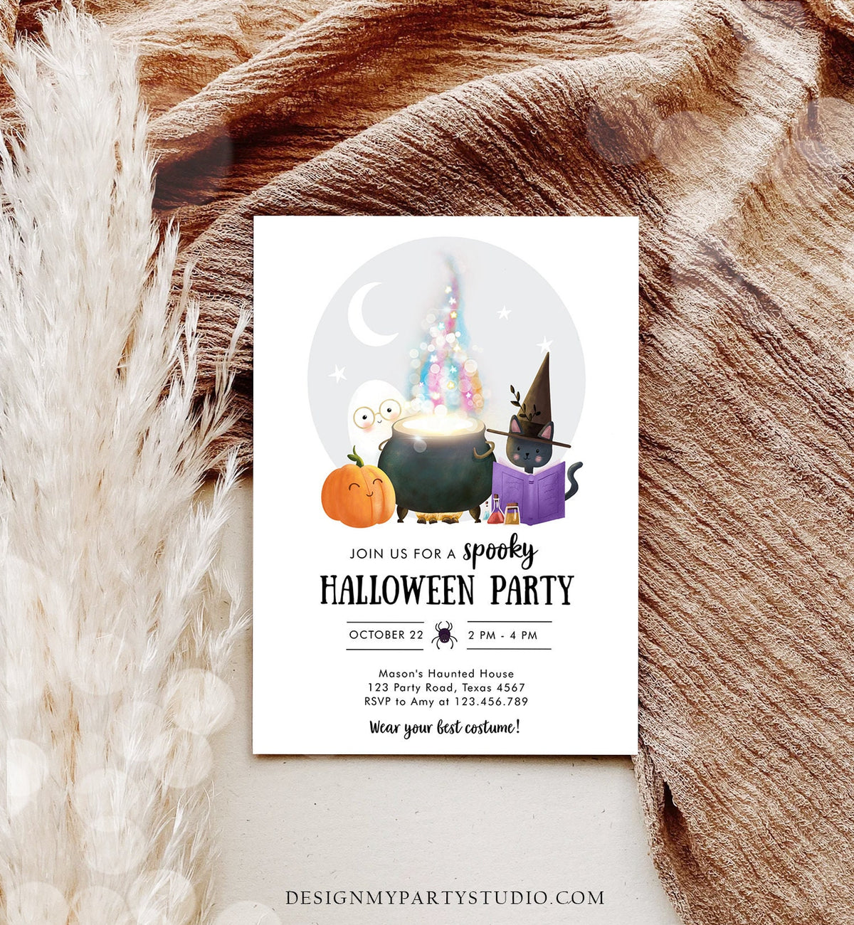 Editable Halloween Party Invitation Halloween Birthday Kids Costume Party Spooky Celebration Digital Evite Template Printable 0480 0009