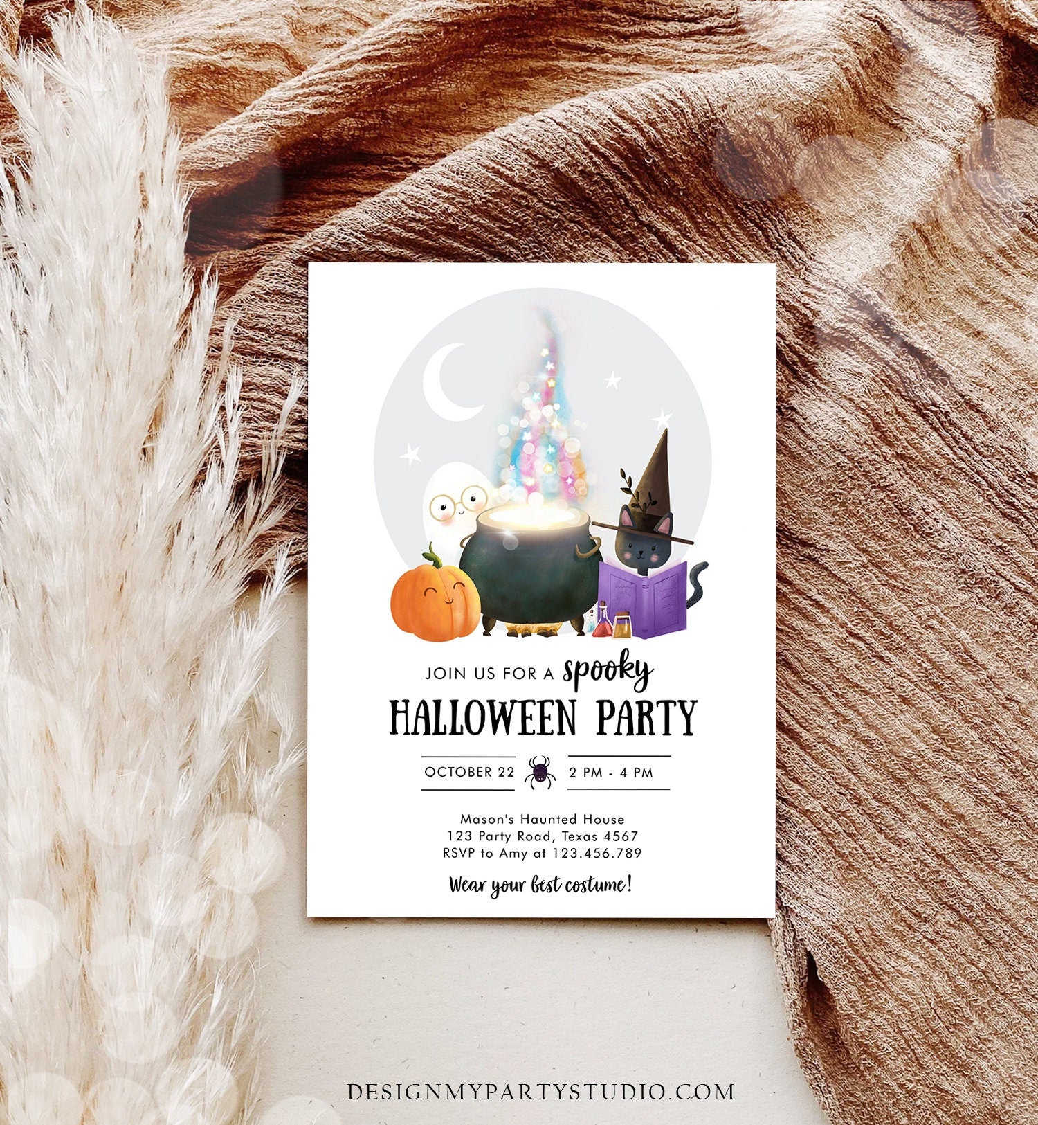 Editable Halloween Party Invitation Halloween Birthday Kids Costume Party Spooky Celebration Digital Evite Template Printable 0480 0009