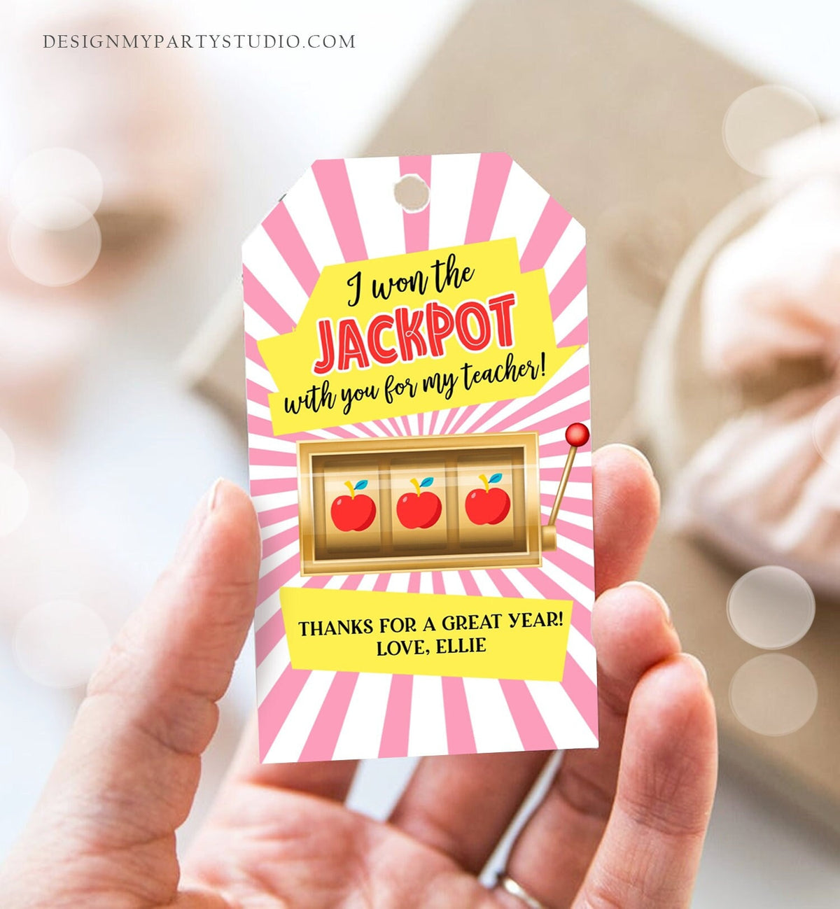Editable Teacher Appreciation Gift Tags Jackpot Tag Teacher Tag School End of the Year Gift Tag Class Kids Corjl Template Printable 0464