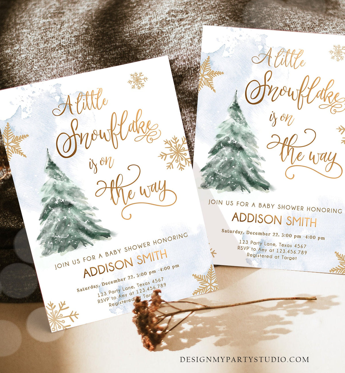 Editable Little Snowflake on The Way Baby Shower Invitation Winter Baby Shower Baby Its Cold Outside Digital Template Printable 0363