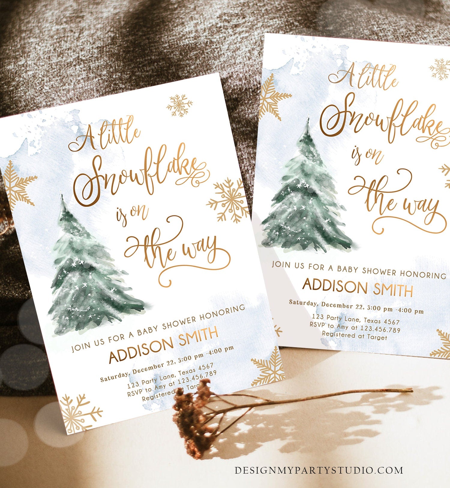 Editable Little Snowflake on The Way Baby Shower Invitation Winter Baby Shower Baby Its Cold Outside Digital Template Printable 0363