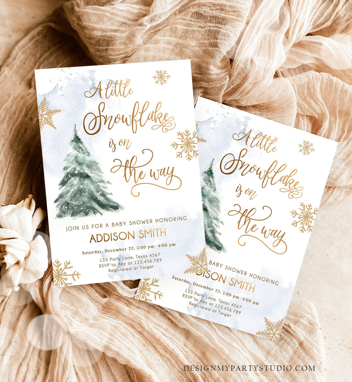 Editable Little Snowflake on The Way Baby Shower Invitation Winter Baby Shower Baby Its Cold Outside Digital Template Printable 0363