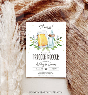 Editable Pregger Kegger Invitation Bottle and Beers Baby Shower Cheers Coed Couples Shower Download Printable Template Corjl 0190