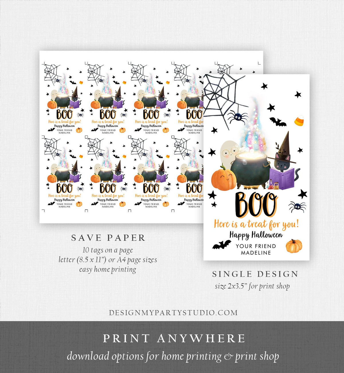 Editable Halloween Favor Tags Boo Gift Tags Costume Party Trick Or Treat Birthday Party Digital Download Template Printable 0261 0480