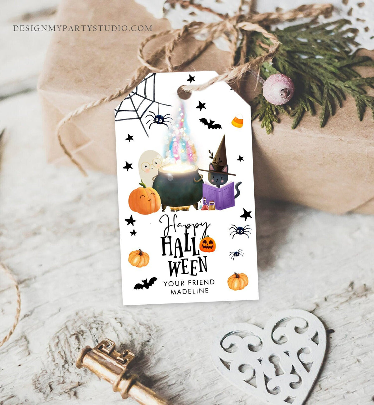 Editable Happy Halloween Gift Tags Trick Or Treat Favor Tag Spooky Ghost Treat Tag Digital Download Template Printable 0261 0480 0009