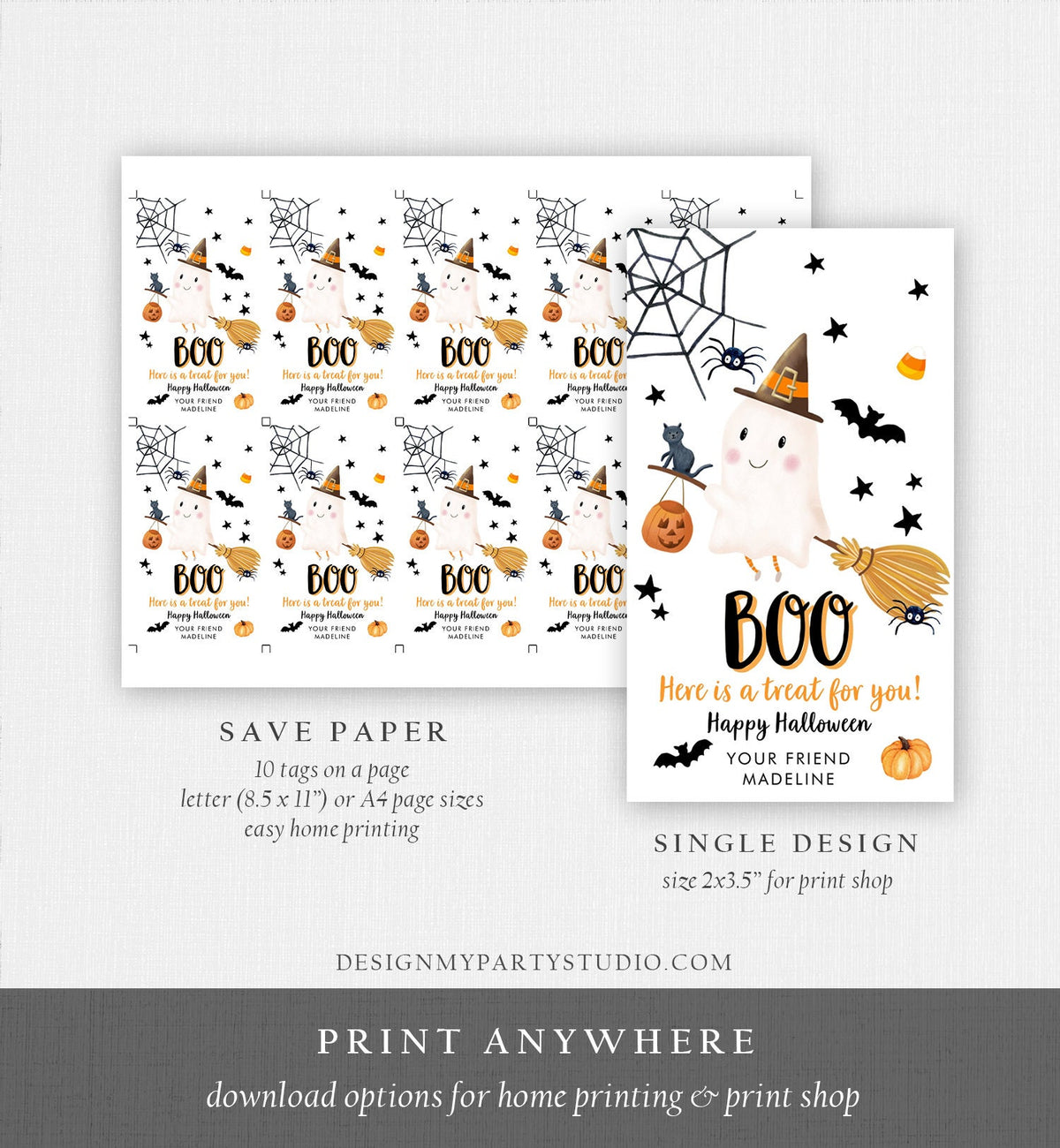 Editable Halloween Favor Tags Boo Gift Tags Costume Party Trick Or Treat Favor Tags Birthday Party Digital Template Printable 0479 0261 0009