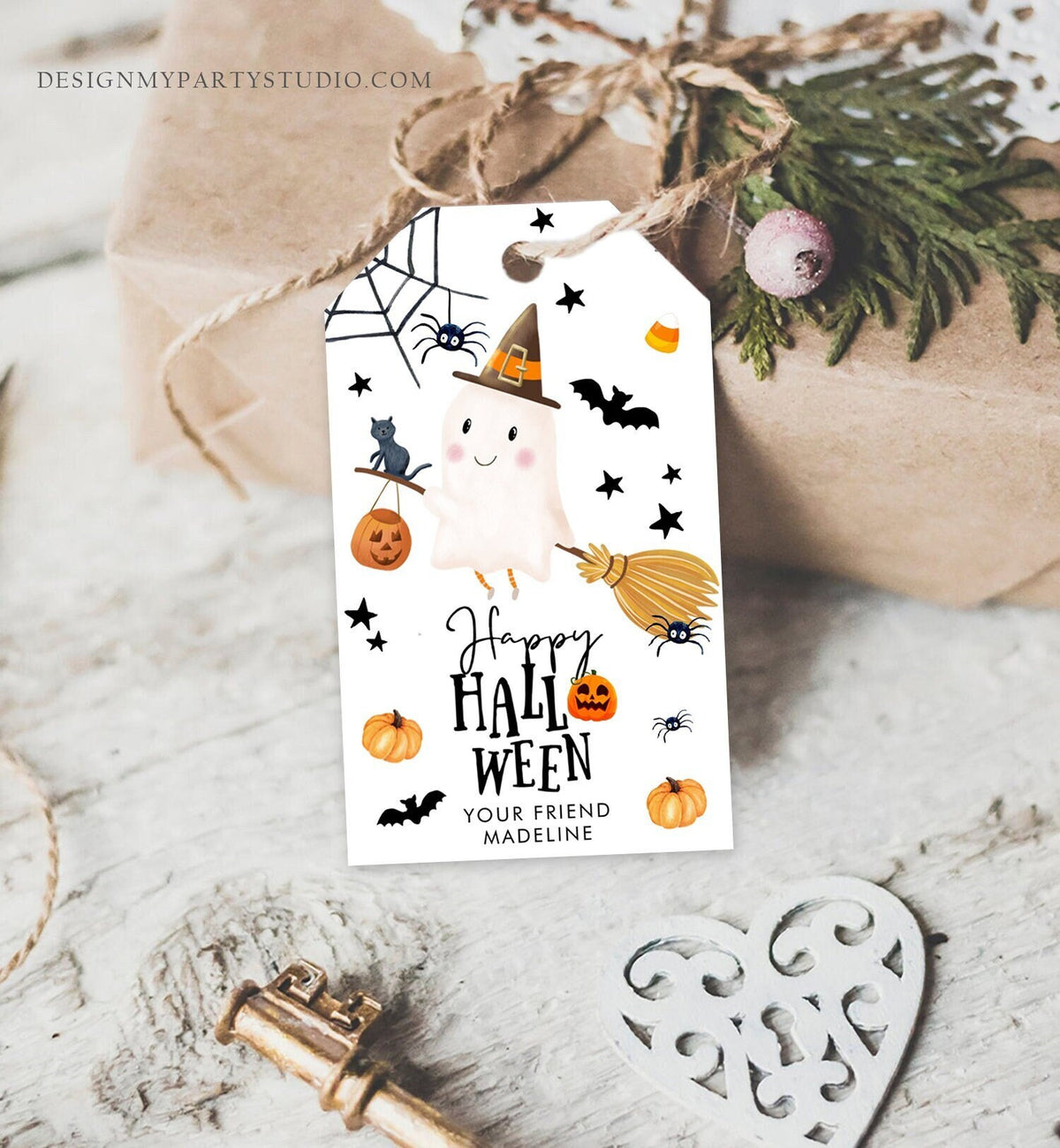 Editable Happy Halloween Gift Tags Trick Or Treat Favor Tag Ghost Treat Spooky Tag Digital Download Template Printable 0261 0479 0009