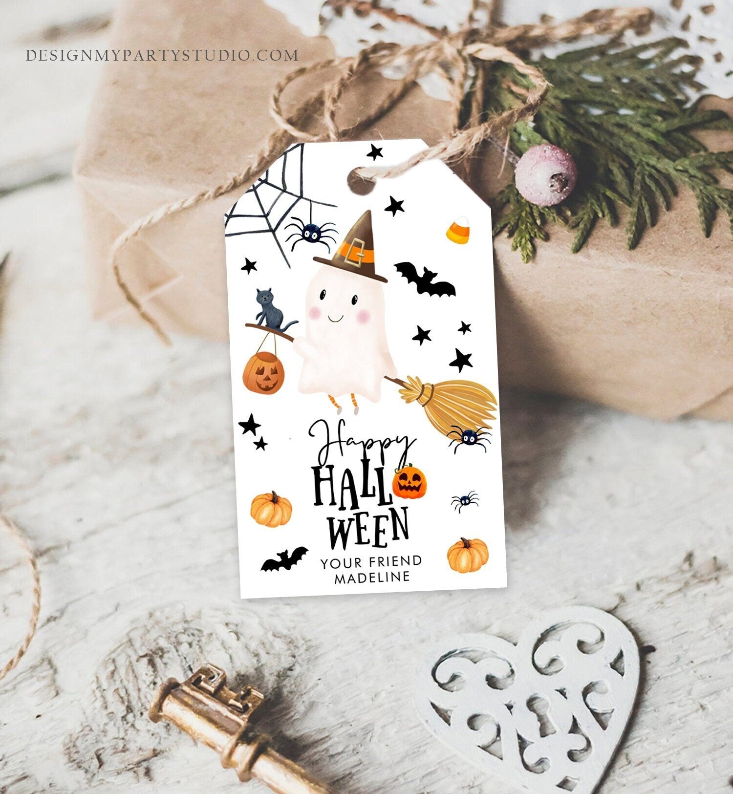 Editable Happy Halloween Gift Tags Trick Or Treat Favor Tag Ghost Treat Spooky Tag Digital Download Template Printable 0261 0479 0009