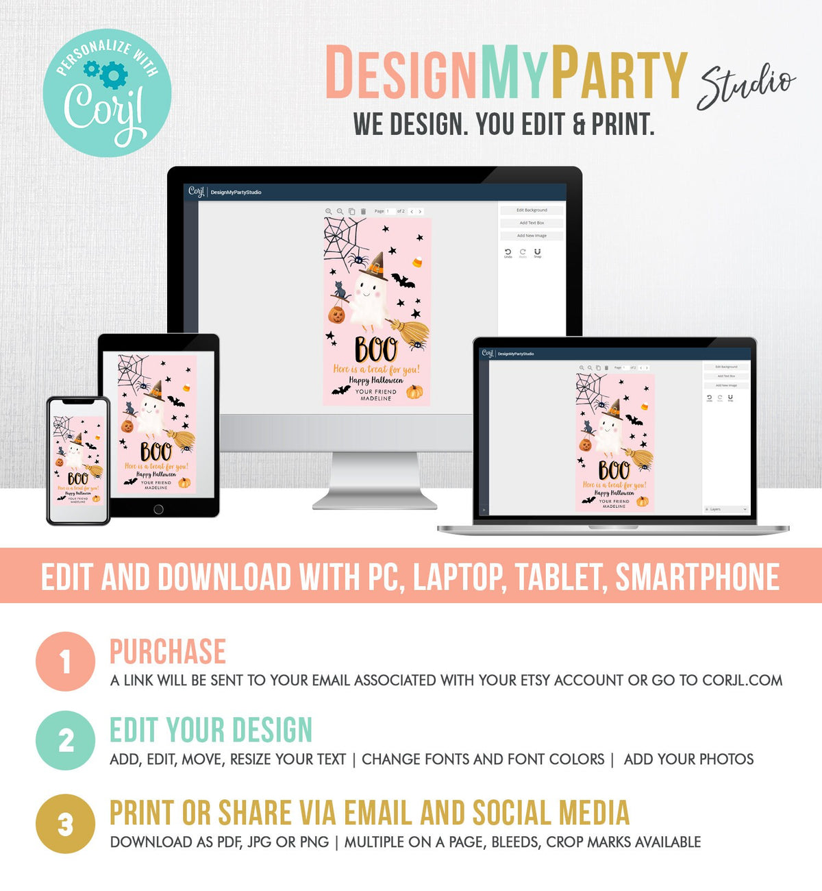 Editable Halloween Favor Tags Boo Gift Tags Costume Party Trick Or Treat Favor Tags Birthday Party Download Template Printable 0261 0479