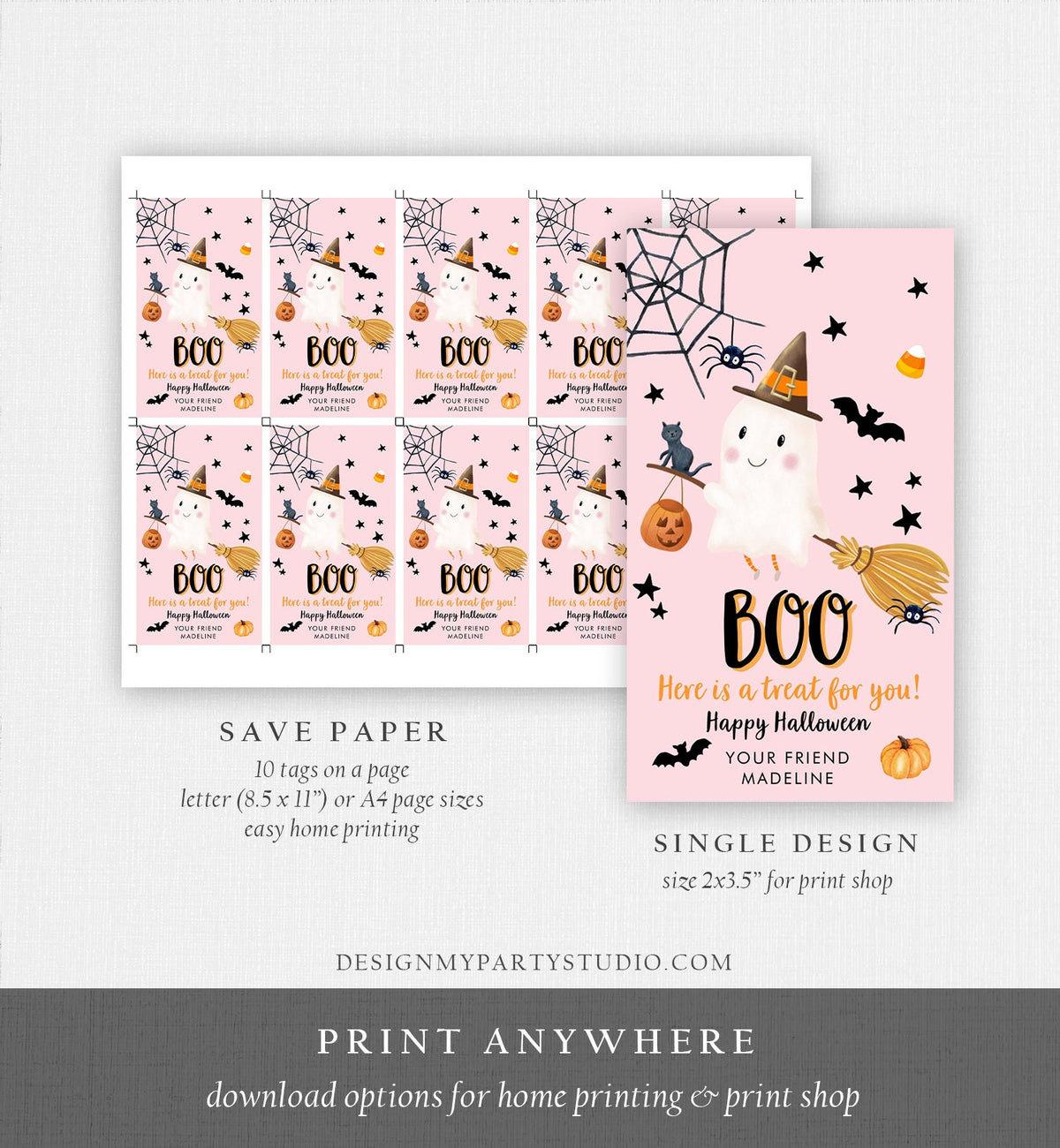 Editable Halloween Favor Tags Boo Gift Tags Costume Party Trick Or Treat Favor Tags Birthday Party Download Template Printable 0261 0479