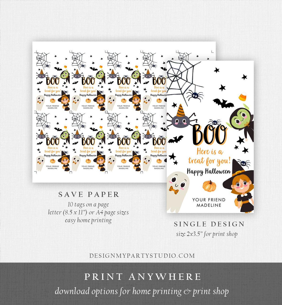 Editable Halloween Favor Tags Boo Gift Tags Costume Party Trick Or Treat Favor Tags Birthday Digital Download Template Printable 0261 0009