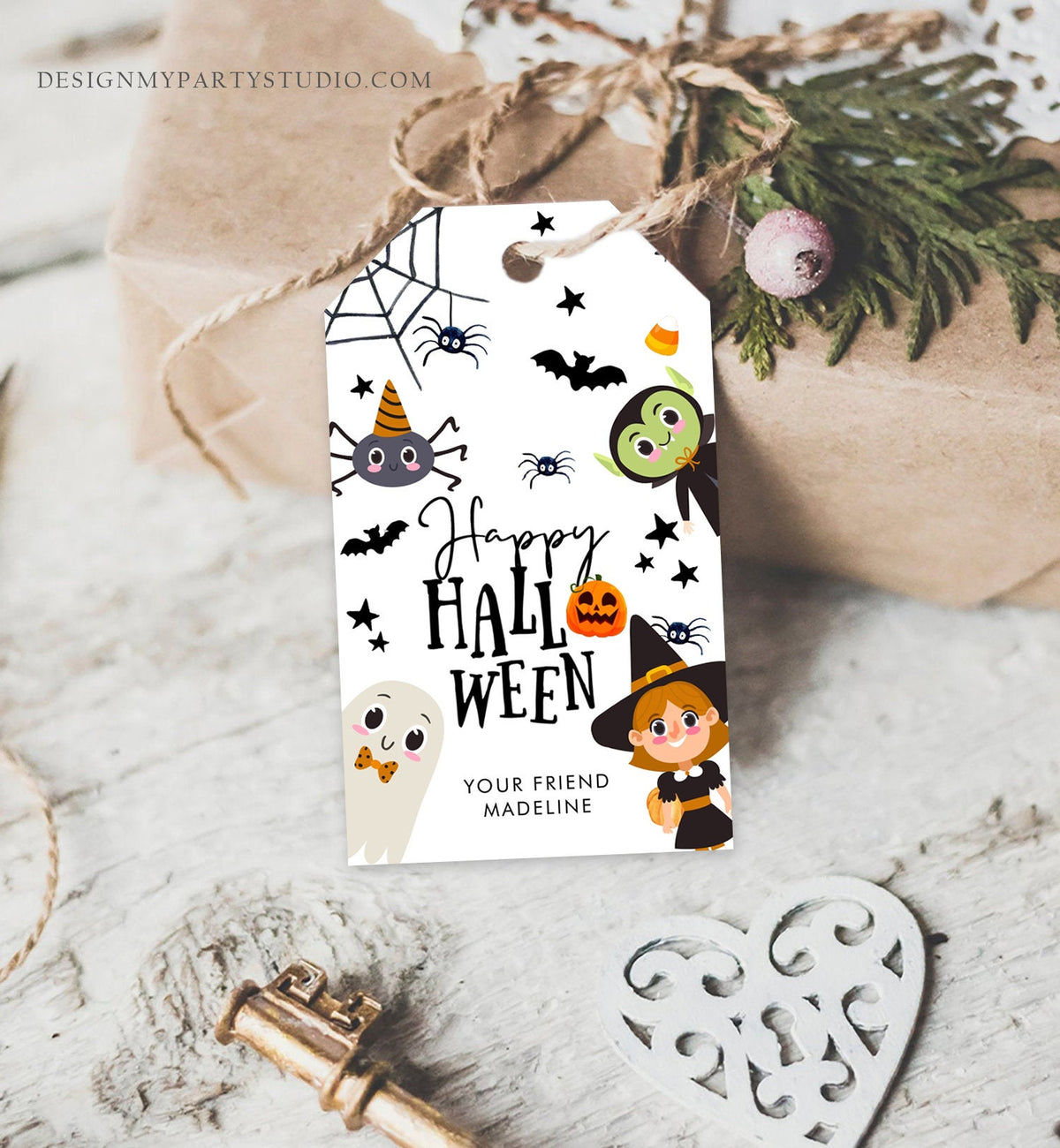 Editable Happy Halloween Gift Tags Trick Or Treat Favor Tags Ghost Treat Tag Personalized Download Printable Template Corjl 0261 0009