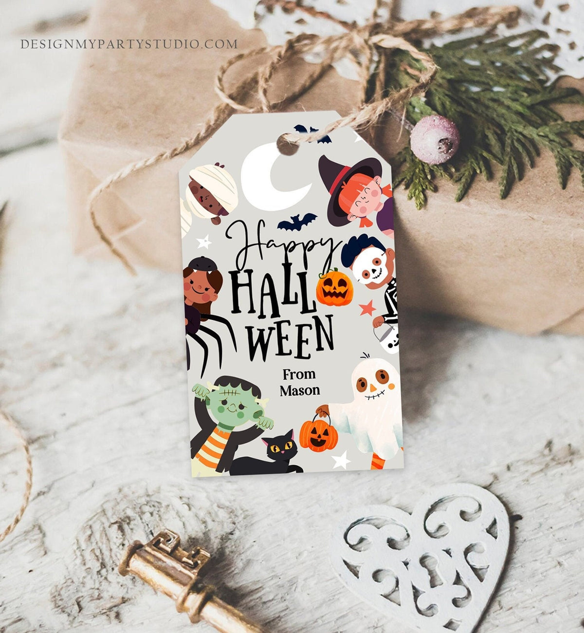 Editable Happy Halloween Gift Tags Trick Or Treat Favor Tags Ghost Treat Tag Personalized Download Printable Template 0473 0261 0009
