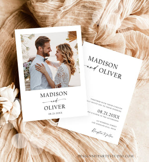 Editable Minimalist Modern Wedding Invitation Rustic Wedding Photo Card Boho Rustic Modern Calligraphy Template Printable 0493