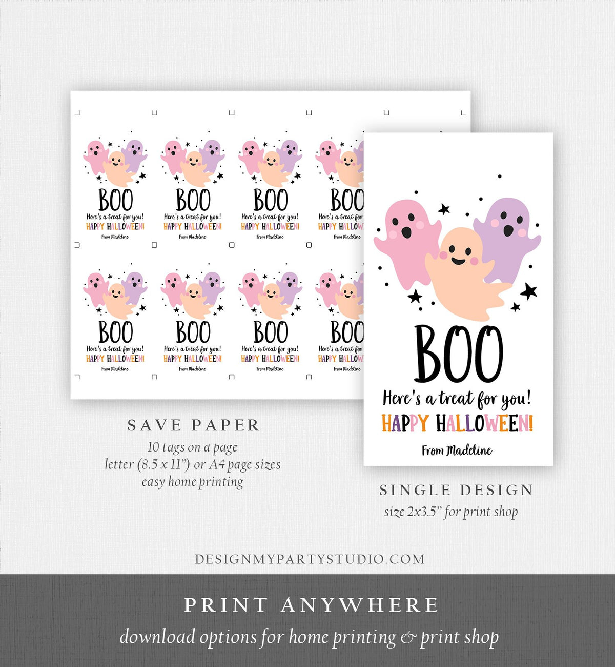 Editable Halloween Favor Tags Boo Gift Tags Costume Party Trick Or Treat Favor Tags Halloween Party Download Printable Template Corjl 0261
