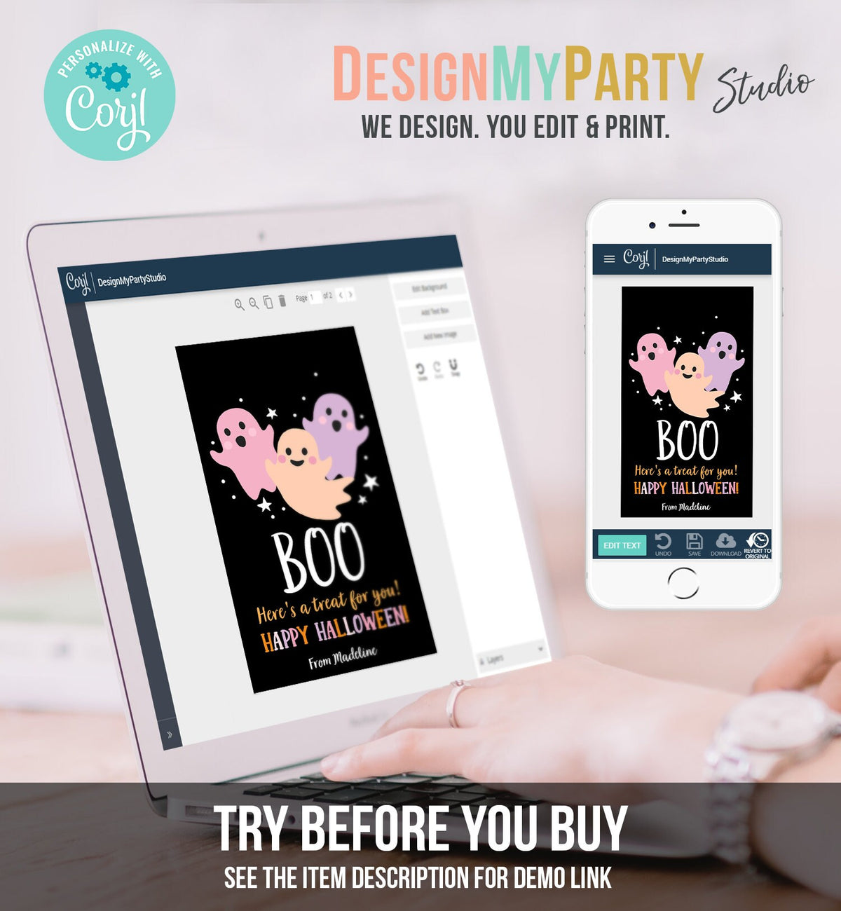 Editable Halloween Favor Tags Boo Gift Tags Costume Party Trick Or Treat Favor Tags Halloween Party Digital Download Template Printable 0261