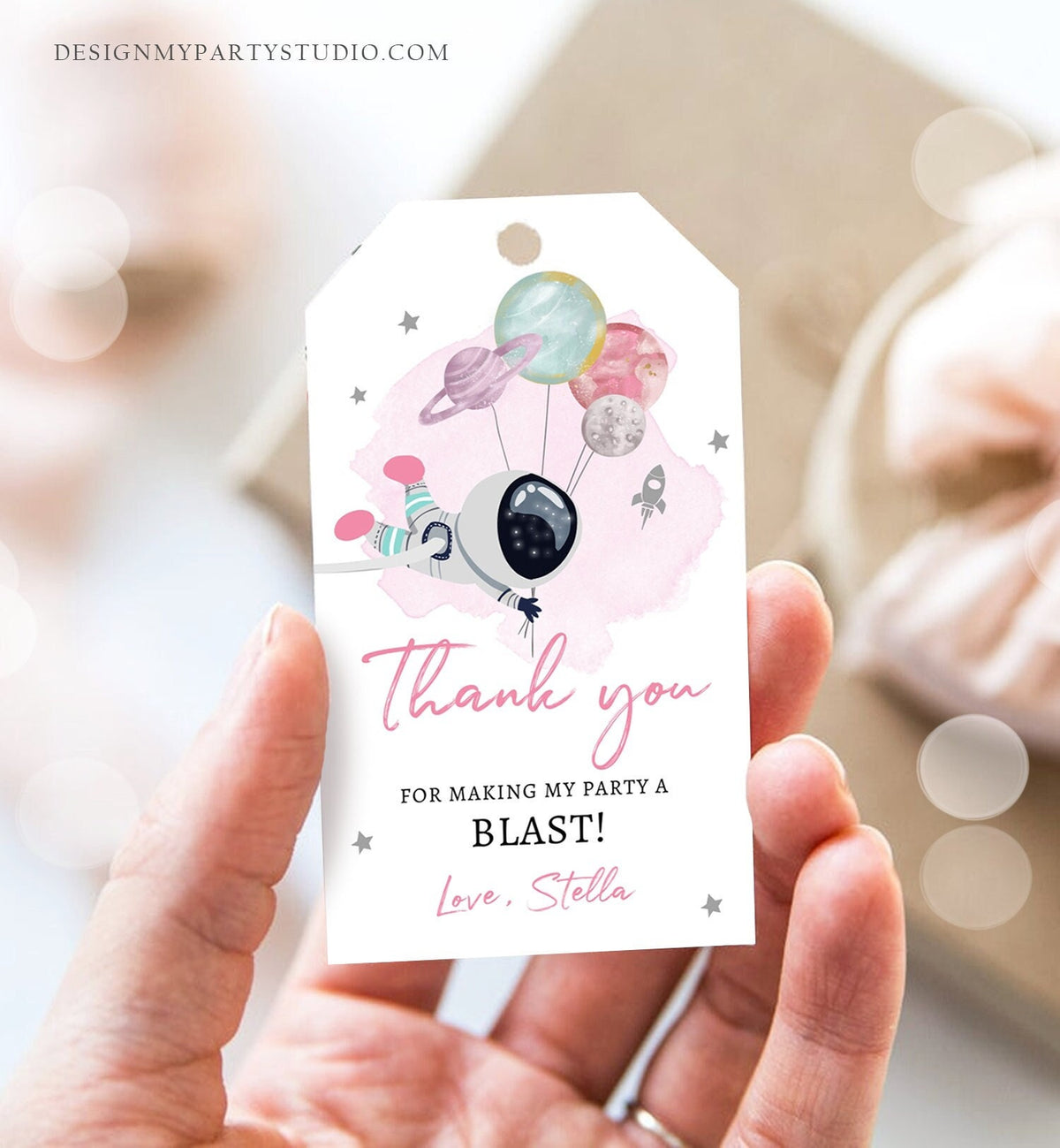 Editable Outer Space Favor Tags Space Birthday Thank you Label Galaxy Gift tags Trip Around the Sun Planets Download Template Printable 0366