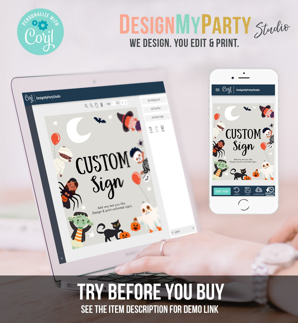 Editable Custom Halloween Sign Birthday Ghost Costume Kids Spooky Spooktacular Monster With Mummy Table 8x10 Corjl Template Printable 0473