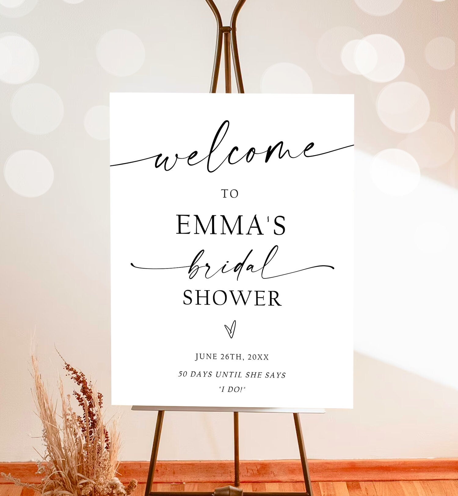 Editable Minimalist Bridal Shower Welcome Sign Wedding Couples Shower Boho Rustic Modern Calligraphy Digital Template Printable 0493