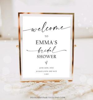 Editable Minimalist Bridal Shower Welcome Sign Wedding Couples Shower Boho Rustic Modern Calligraphy Digital Template Printable 0493