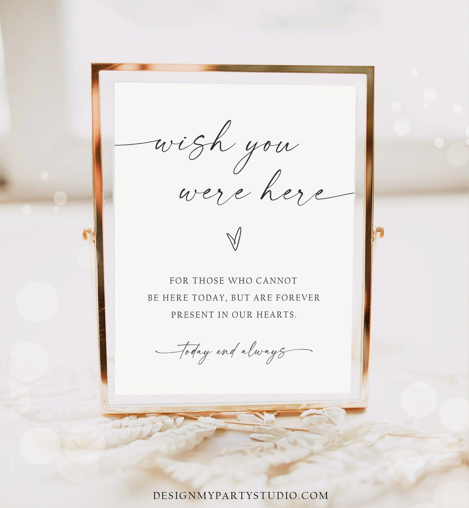 Editable Wish You Were Here Sign Minimalist Memorial Sign Modern Wedding In Loving Memory Boho Rustic Digital Download Printable 0493