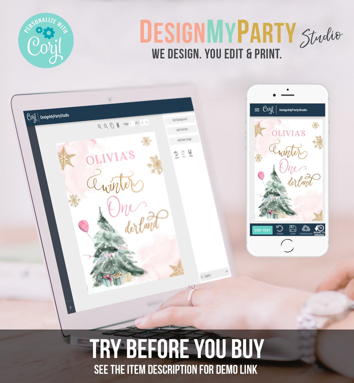 Editable Winter ONEderland Juice Pouch Label Juice Favors Girl Birthday Gold Christmas Snowflakes Digital Download Template Printable 0363