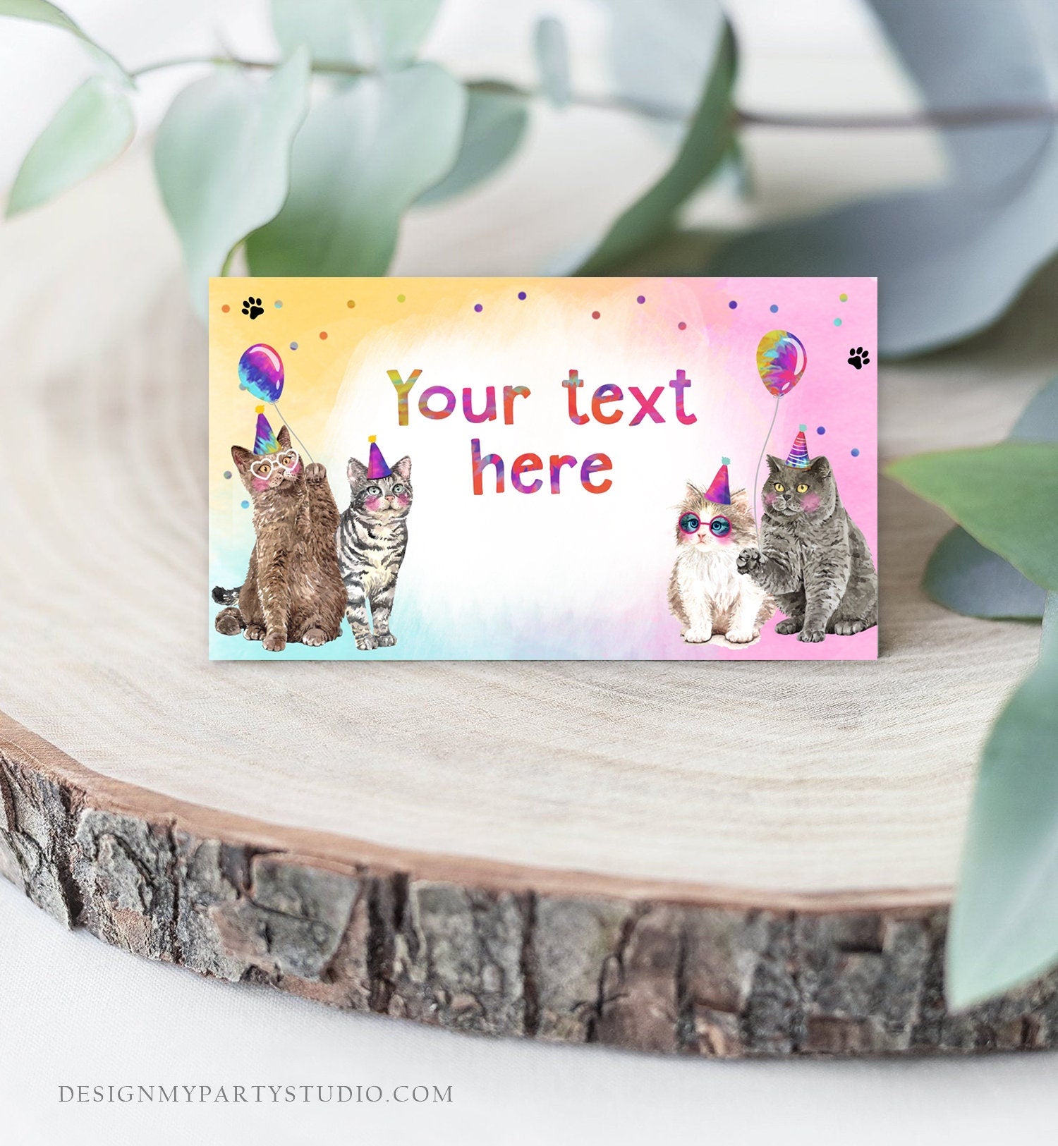 Editable Cats Food Labels Kitten Birthday Place Card Tent Card Escort Card Cat Party Pet Party Animals Girl Printable Template Corjl 0460