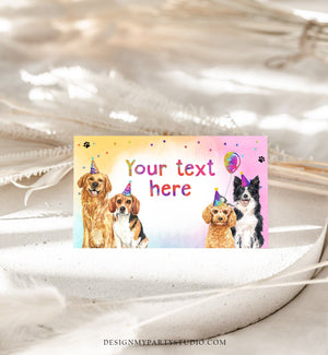Editable Dog Food Labels Dog Birthday Place Card Tent Card Party Animals Puppy Party Pet Vet Doggy Shelter Printable Template Corjl 0460