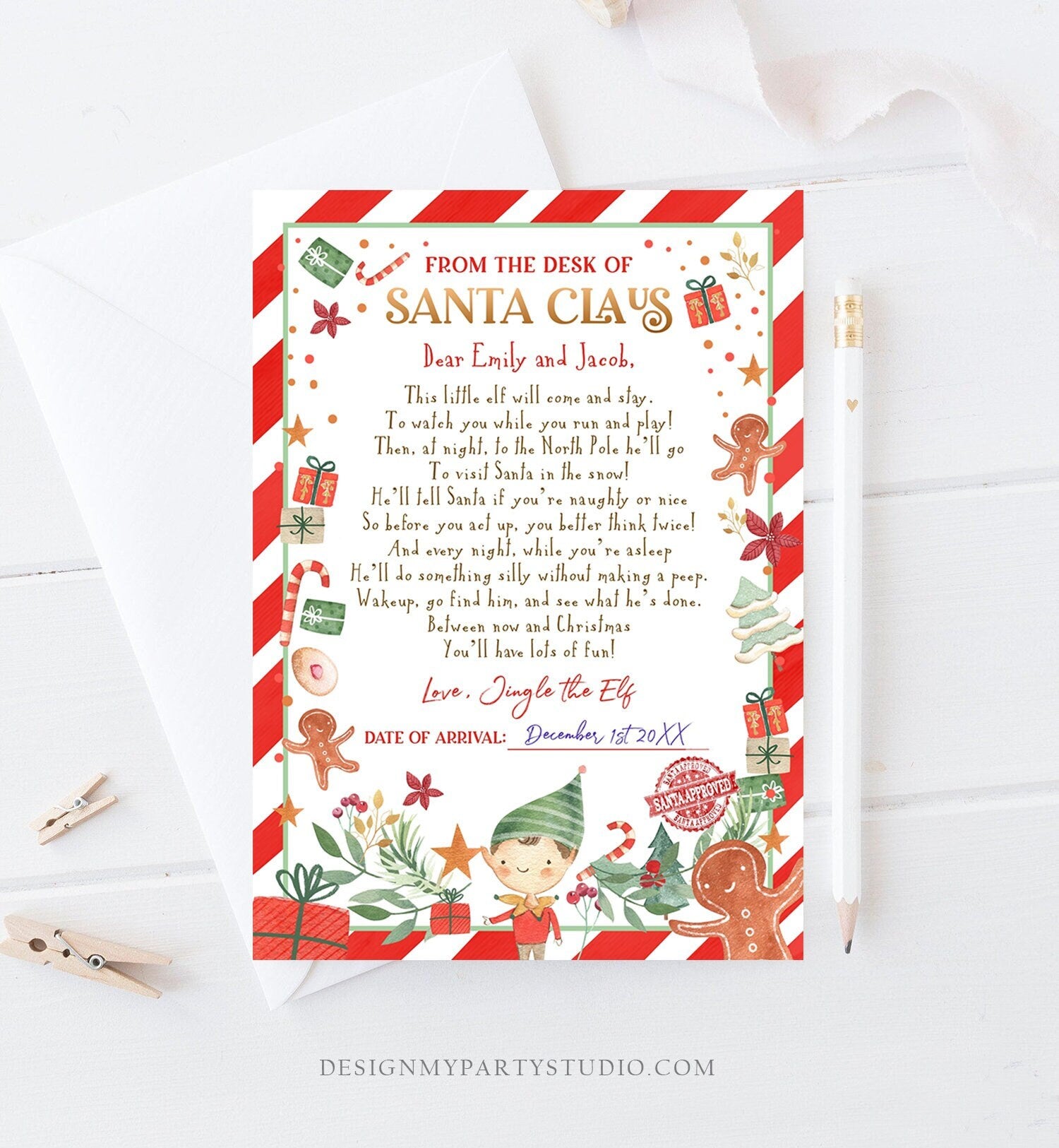 Editable First Time Elf Arrival Letter Return Letter Christmas Elf I'm Back Elf Welcome Christmas Elf Santa Claus Printable Template 0358