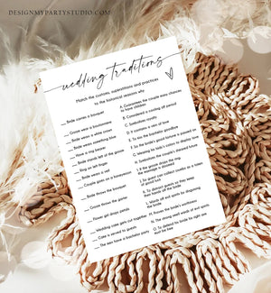 Editable Wedding Traditions Bridal Shower Game Minimalist Modern Wedding Activity Questions Corjl Template Printable 0493
