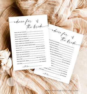 Editable Advice for the Bride Bridal Shower Game Minimalist Modern Wedding Activity Questions Corjl Template Printable 0493