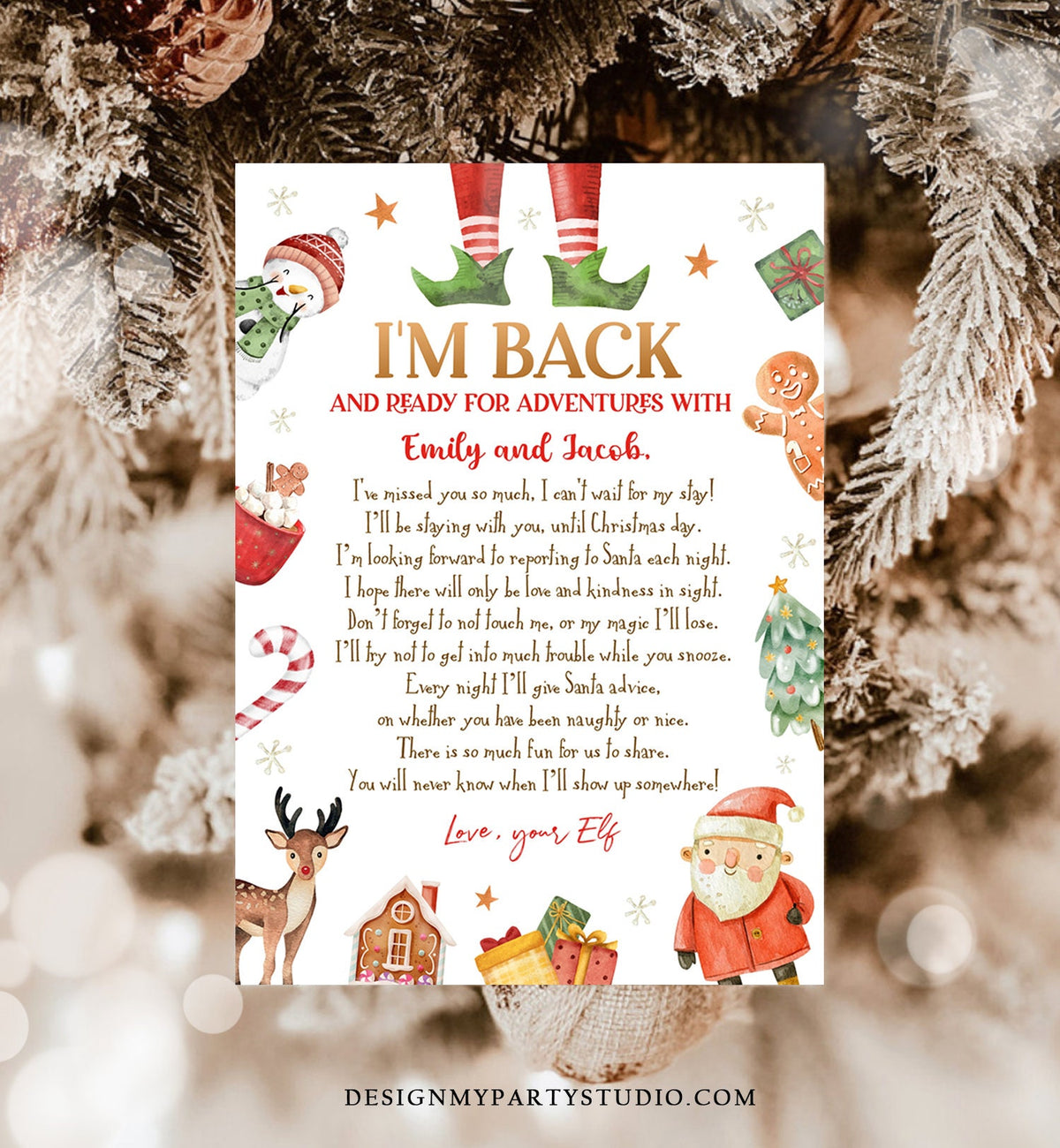 Editable Elf Arrival Letter Return Letter Christmas Elf I&#39;m Back Elf Welcome Christmas Elf Letter From Your Elf Printable Template 0445