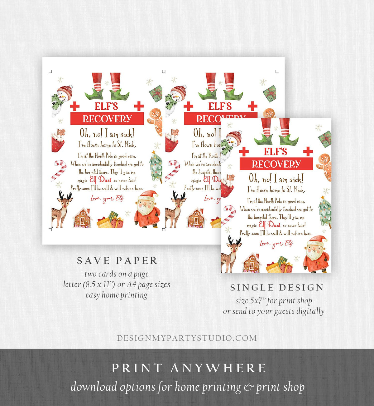 Editable Elf Recovery Letter If Touched and Lost Magic Elf Dust Elf Poem Girl I&#39;m Sick Christmas Elf Xmas Decor Printable Template 0445